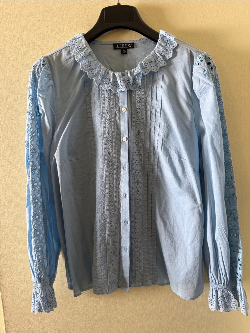 J. Crew Light Blue Eyelet Pintuck Button-Down Blouse NWT